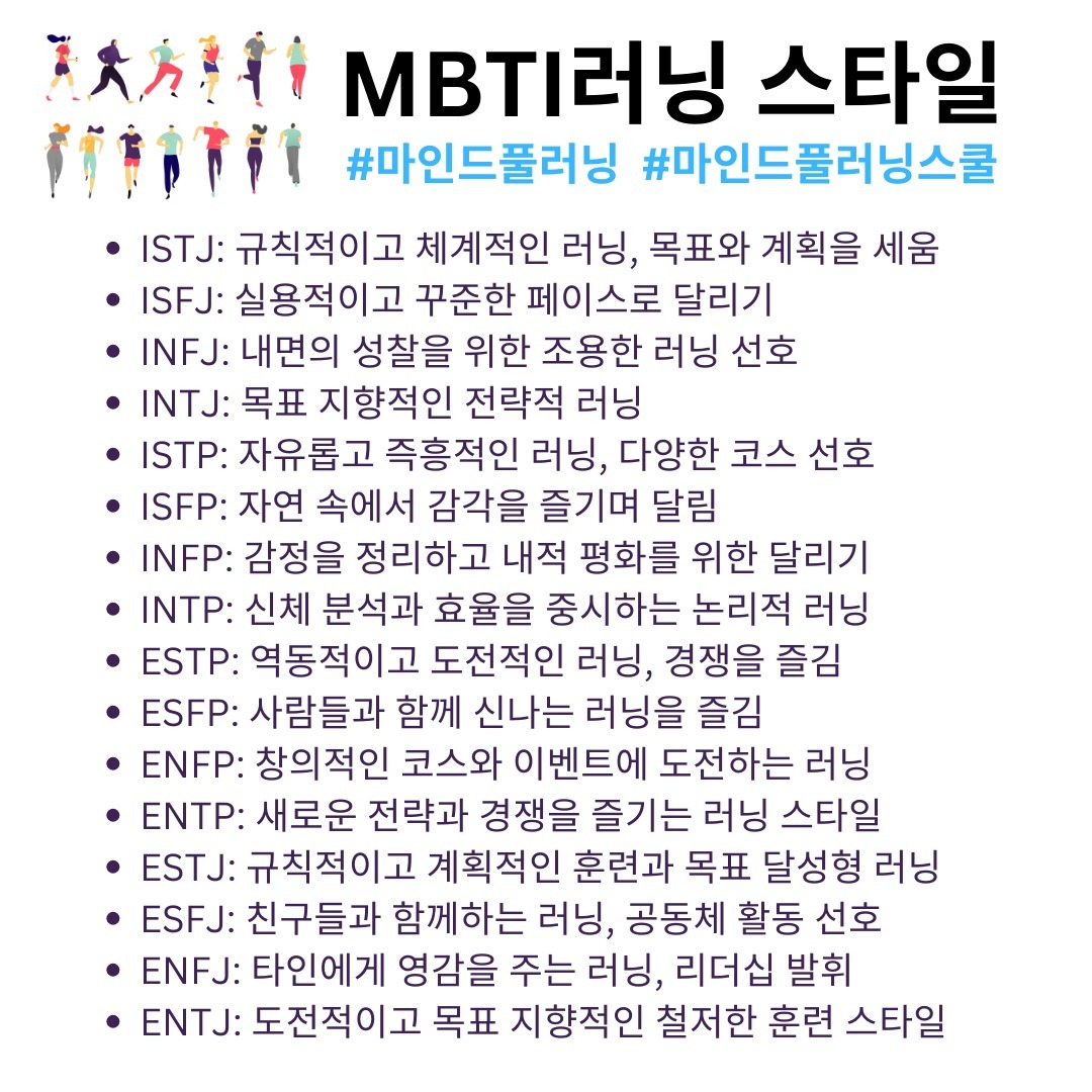 MBTI별 러닝 스타일: 각자의 스타일로 즐기는 나만의 러닝 🏃‍♀️🏃‍♂️