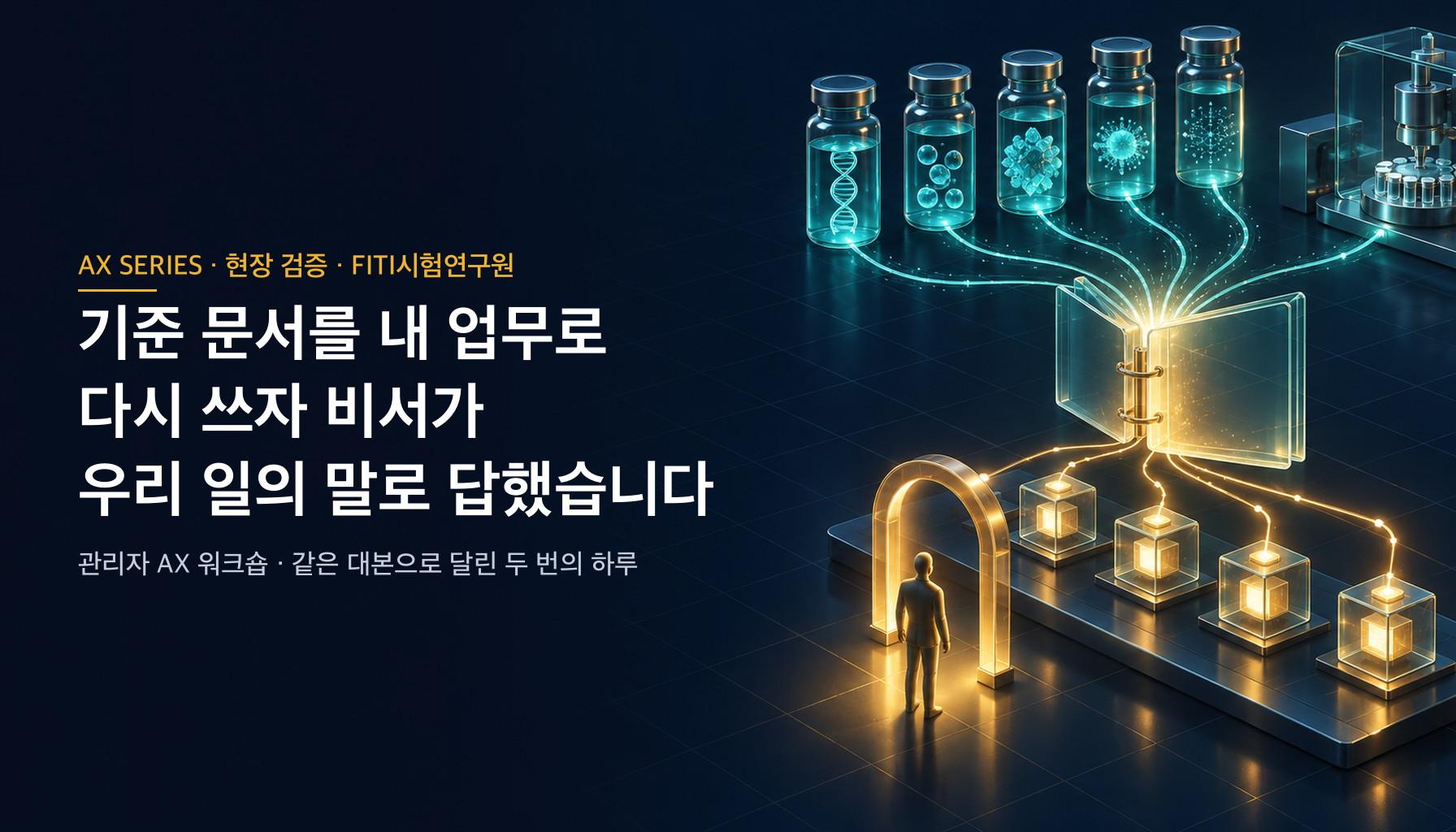 기준 문서를 내 업무로 다시 쓰자 비서가 우리 일의 말로 답했습니다 — FITI시험연구원 관리자 AX 워크숍, 같은 대본으로 달린 두 번의 하루